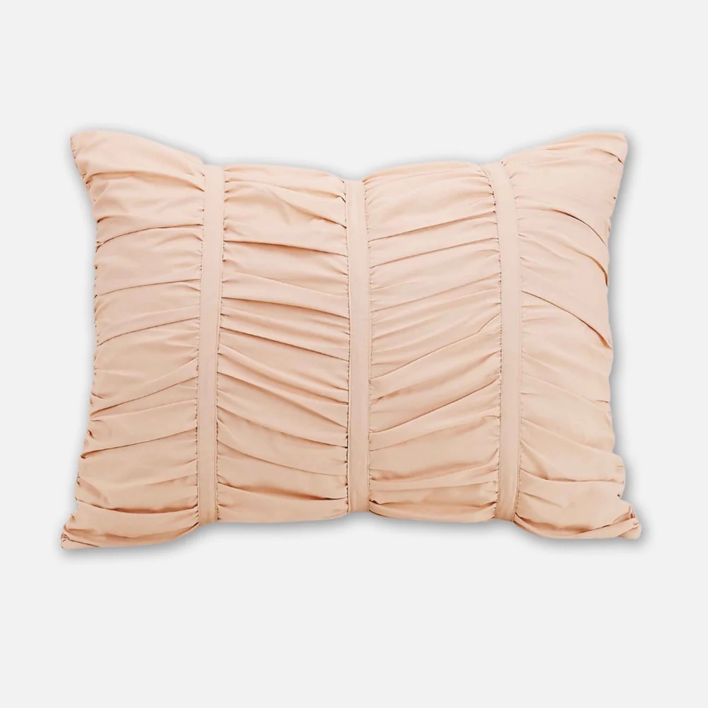 DORMIFY RUCHED COMFORTER AND SHAM SET - PEACH - Picture 3 of 5